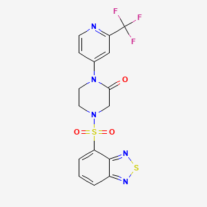 molecular formula C16H12F3N5O3S2 B2442569 4-(2,1,3-Benzothiadiazol-4-ylsulfonyl)-1-[2-(trifluoromethyl)pyridin-4-yl]piperazin-2-one CAS No. 2380181-05-3