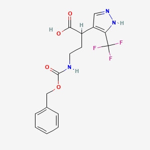 molecular formula C16H16F3N3O4 B2442578 4-(Phenylmethoxycarbonylamino)-2-[5-(trifluoromethyl)-1H-pyrazol-4-yl]butanoic acid CAS No. 2287283-90-1