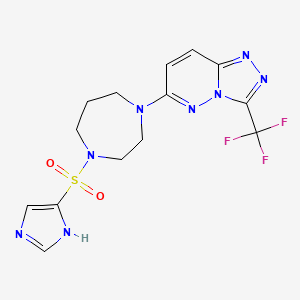 molecular formula C14H15F3N8O2S B2442581 6-[4-(1H-Imidazol-5-ylsulfonyl)-1,4-diazepan-1-yl]-3-(trifluoromethyl)-[1,2,4]triazolo[4,3-b]pyridazine CAS No. 2380193-18-8