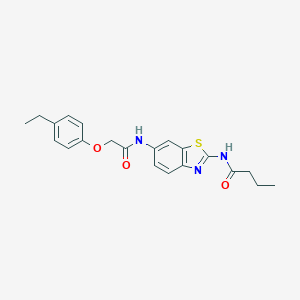 molecular formula C21H23N3O3S B244259 N-(6-{[(4-ethylphenoxy)acetyl]amino}-1,3-benzothiazol-2-yl)butanamide 