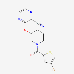 molecular formula C15H13BrN4O2S B2442600 3-((1-(4-Bromothiophene-2-carbonyl)piperidin-3-yl)oxy)pyrazine-2-carbonitrile CAS No. 2034476-53-2