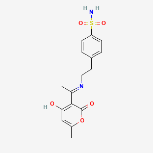 molecular formula C16H18N2O5S B2442607 (E)-4-(2-((1-(6-甲基-2,4-二氧代-2H-吡喃-3(4H)-亚基)乙基)氨基)乙基)苯磺酰胺 CAS No. 1798428-69-9