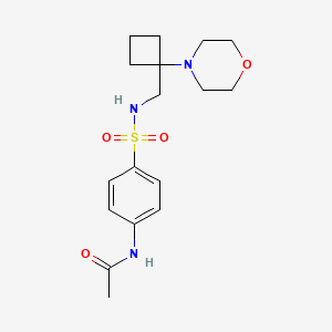 molecular formula C17H25N3O4S B2442611 N-[4-[(1-Morpholin-4-ylcyclobutyl)methylsulfamoyl]phenyl]acetamide CAS No. 2380080-73-7