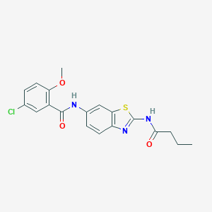 molecular formula C19H18ClN3O3S B244262 N-[2-(butyrylamino)-1,3-benzothiazol-6-yl]-5-chloro-2-methoxybenzamide 