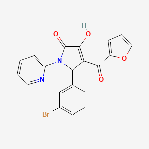 molecular formula C20H13BrN2O4 B2442631 2-(3-bromophenyl)-3-(furan-2-carbonyl)-4-hydroxy-1-pyridin-2-yl-2H-pyrrol-5-one CAS No. 380203-22-5