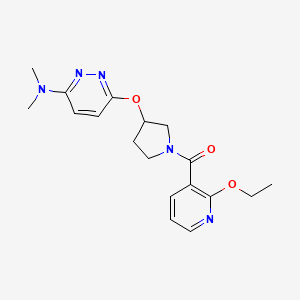 molecular formula C18H23N5O3 B2442638 (3-((6-(Dimethylamino)pyridazin-3-yl)oxy)pyrrolidin-1-yl)(2-ethoxypyridin-3-yl)methanone CAS No. 2034437-20-0
