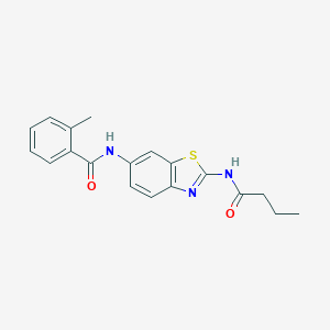 molecular formula C19H19N3O2S B244264 N-[2-(butanoylamino)-1,3-benzothiazol-6-yl]-2-methylbenzamide 