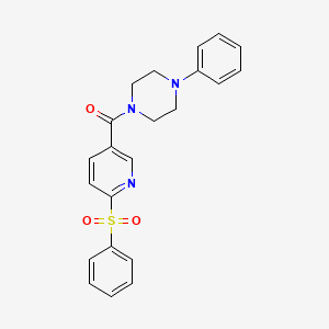 molecular formula C22H21N3O3S B2442645 1-Phenyl-4-{[6-(phenylsulfonyl)pyridin-3-yl]carbonyl}piperazine CAS No. 1031632-49-1