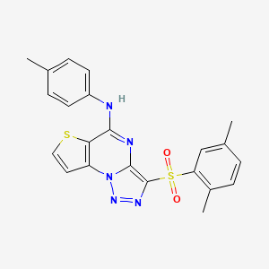 molecular formula C22H19N5O2S2 B2442655 3-((2,5-二甲苯基)磺酰基)-N-(对甲苯基)噻吩并[2,3-e][1,2,3]三唑并[1,5-a]嘧啶-5-胺 CAS No. 892746-87-1