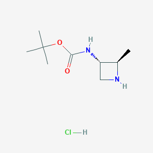 molecular formula C9H19ClN2O2 B2442666 盐酸叔丁基N-[反式-2-甲基氮杂环丁-3-基]氨基甲酸酯 CAS No. 2173637-08-4