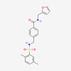 molecular formula C21H22N2O4S B2442670 4-({[(2,5-二甲基苯基)磺酰]氨基}甲基)-N-(2-呋喃甲基)苯甲酰胺 CAS No. 690245-67-1