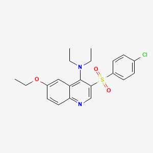 molecular formula C21H23ClN2O3S B2442686 3-((4-chlorophenyl)sulfonyl)-6-ethoxy-N,N-diethylquinolin-4-amine CAS No. 895639-81-3