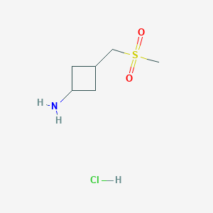 3-(Methylsulfonylmethyl)cyclobutan-1-amine;hydrochloride