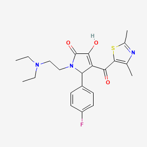 molecular formula C22H26FN3O3S B2442693 1-(2-(diethylamino)ethyl)-4-(2,4-dimethylthiazole-5-carbonyl)-5-(4-fluorophenyl)-3-hydroxy-1H-pyrrol-2(5H)-one CAS No. 627822-50-8