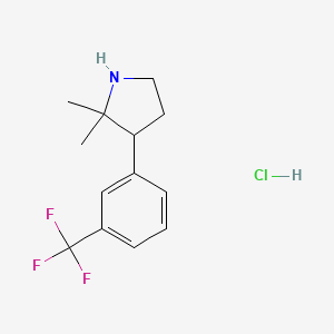 molecular formula C13H17ClF3N B2442706 2,2-Dimethyl-3-[3-(trifluoromethyl)phenyl]pyrrolidine hydrochloride CAS No. 2089257-80-5