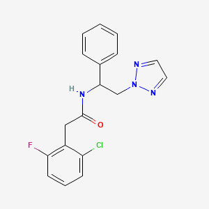 molecular formula C18H16ClFN4O B2442714 2-(2-chloro-6-fluorophenyl)-N-(1-phenyl-2-(2H-1,2,3-triazol-2-yl)ethyl)acetamide CAS No. 2034438-57-6