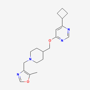 molecular formula C19H26N4O2 B2442722 4-((4-(((6-环丁基嘧啶-4-基氧基)甲基)哌啶-1-基)甲基)-5-甲氧基噁唑) CAS No. 2309537-32-2