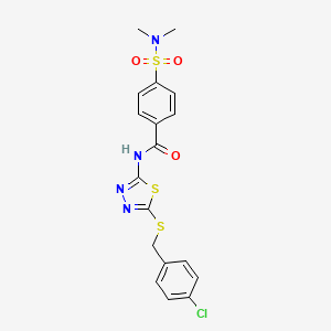 molecular formula C18H17ClN4O3S3 B2442732 N-[5-[(4-氯苯基)甲硫基]-1,3,4-噻二唑-2-基]-4-(二甲基氨磺酰基)苯甲酰胺 CAS No. 571954-39-7