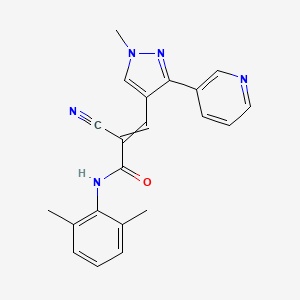 molecular formula C21H19N5O B2442736 2-氰基-N-(2,6-二甲苯基)-3-[1-甲基-3-(吡啶-3-基)-1H-吡唑-4-基]丙-2-烯酰胺 CAS No. 1424636-05-4