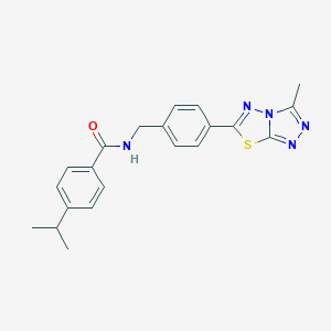 molecular formula C21H21N5OS B244275 4-isopropyl-N-[4-(3-methyl[1,2,4]triazolo[3,4-b][1,3,4]thiadiazol-6-yl)benzyl]benzamide 