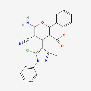 2-Amino-4-(5-chloro-3-methyl-1-phenyl-1H-pyrazol-4-yl)-5-oxo-4H,5H-pyrano[3,2-c]chromene-3-carbonitrile