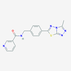 molecular formula C17H14N6OS B244276 N-[4-(3-methyl[1,2,4]triazolo[3,4-b][1,3,4]thiadiazol-6-yl)benzyl]nicotinamide 