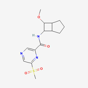 molecular formula C14H19N3O4S B2442775 N-(7-Methoxy-6-bicyclo[3.2.0]heptanyl)-6-methylsulfonylpyrazine-2-carboxamide CAS No. 2392608-40-9