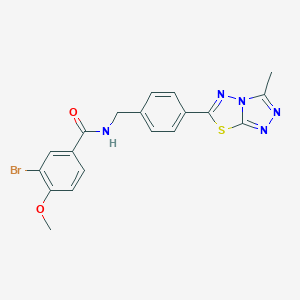molecular formula C19H16BrN5O2S B244278 3-bromo-4-methoxy-N-[4-(3-methyl[1,2,4]triazolo[3,4-b][1,3,4]thiadiazol-6-yl)benzyl]benzamide 