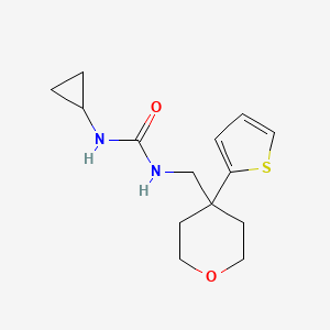 molecular formula C14H20N2O2S B2442785 1-cyclopropyl-3-((4-(thiophen-2-yl)tetrahydro-2H-pyran-4-yl)methyl)urea CAS No. 1207052-54-7