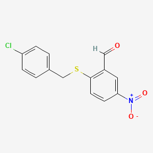 molecular formula C14H10ClNO3S B2442788 2-[(4-Chlorobenzyl)sulfanyl]-5-nitrobenzenecarbaldehyde CAS No. 319454-75-6