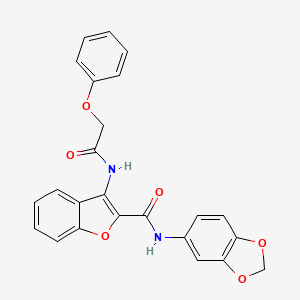 molecular formula C24H18N2O6 B2442792 N-(苯并[d][1,3]二氧杂环-5-基)-3-(2-苯氧基乙酰胺基)苯并呋喃-2-甲酰胺 CAS No. 888462-05-3