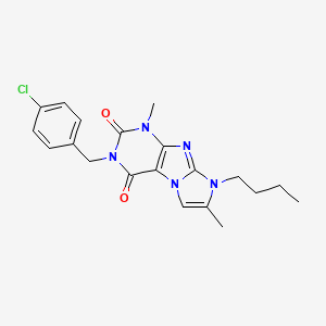 molecular formula C20H22ClN5O2 B2442817 8-butyl-3-(4-chlorobenzyl)-1,7-dimethyl-1H-imidazo[2,1-f]purine-2,4(3H,8H)-dione CAS No. 887463-99-2