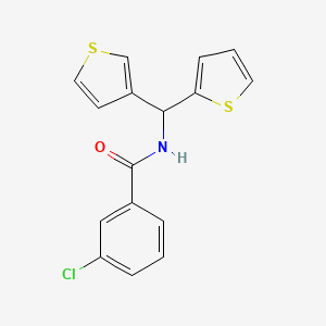 molecular formula C16H12ClNOS2 B2442820 3-chloro-N-(thiophen-2-yl(thiophen-3-yl)methyl)benzamide CAS No. 2034332-25-5