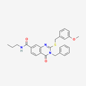 3-benzyl-2-((3-methoxybenzyl)thio)-4-oxo-N-propyl-3,4-dihydroquinazoline-7-carboxamide