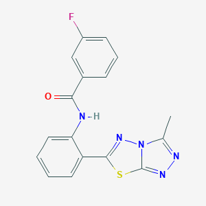molecular formula C17H12FN5OS B244283 3-fluoro-N-[2-(3-methyl[1,2,4]triazolo[3,4-b][1,3,4]thiadiazol-6-yl)phenyl]benzamide 