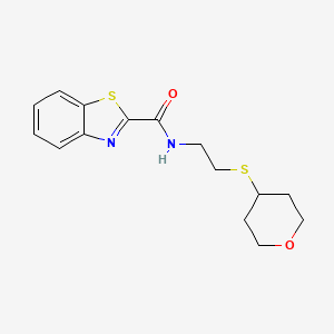 molecular formula C15H18N2O2S2 B2442840 N-(2-((tetrahydro-2H-pyran-4-yl)thio)ethyl)benzo[d]thiazole-2-carboxamide CAS No. 2034424-05-8