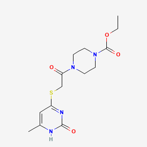 molecular formula C14H20N4O4S B2442843 ethyl 4-[2-[(6-methyl-2-oxo-1H-pyrimidin-4-yl)sulfanyl]acetyl]piperazine-1-carboxylate CAS No. 905693-02-9