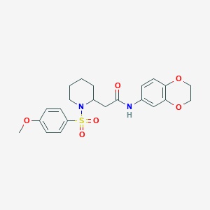 molecular formula C22H26N2O6S B2442850 N-(2,3-dihydrobenzo[b][1,4]dioxin-6-yl)-2-(1-((4-methoxyphenyl)sulfonyl)piperidin-2-yl)acetamide CAS No. 941911-22-4