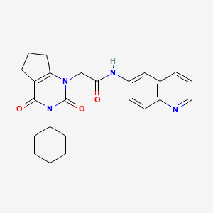 2-(3-cyclohexyl-2,4-dioxo-2,3,4,5,6,7-hexahydro-1H-cyclopenta[d]pyrimidin-1-yl)-N-(quinolin-6-yl)acetamide