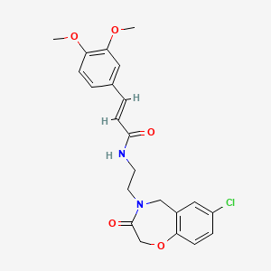(E)-N-(2-(7-chloro-3-oxo-2,3-dihydrobenzo[f][1,4]oxazepin-4(5H)-yl)ethyl)-3-(3,4-dimethoxyphenyl)acrylamide