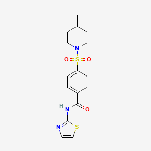 molecular formula C16H19N3O3S2 B2442863 4-((4-甲基哌啶-1-基)磺酰基)-N-(噻唑-2-基)苯甲酰胺 CAS No. 577753-24-3