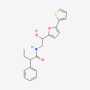 molecular formula C20H21NO3S B2442864 N-[2-Hydroxy-2-(5-thiophen-2-ylfuran-2-yl)ethyl]-2-phenylbutanamide CAS No. 2319718-90-4