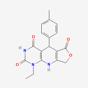 molecular formula C18H17N3O4 B2442868 1-ethyl-5-(4-methylphenyl)-5,9-dihydrofuro[3',4':5,6]pyrido[2,3-d]pyrimidine-2,4,6(1H,3H,8H)-trione CAS No. 874594-37-3