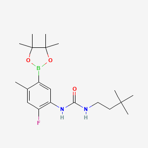 molecular formula C20H32BFN2O3 B2442874 1-(3,3-Dimethylbutyl)-3-(2-fluoro-4-methyl-5-(4,4,5,5-tetramethyl-1,3,2-dioxaborolan-2-yl)phenyl)urea CAS No. 1454682-74-6