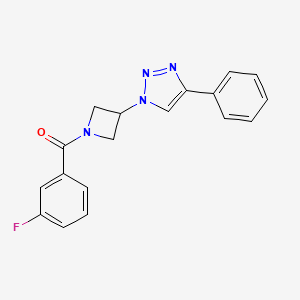 molecular formula C18H15FN4O B2442883 (3-氟苯基)(3-(4-苯基-1H-1,2,3-三唑-1-基)氮杂环丁-1-基)甲酮 CAS No. 2034524-26-8