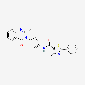 molecular formula C27H22N4O2S B2442885 4-methyl-N-(2-methyl-4-(2-methyl-4-oxoquinazolin-3(4H)-yl)phenyl)-2-phenylthiazole-5-carboxamide CAS No. 906150-01-4