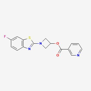 molecular formula C16H12FN3O2S B2442898 1-(6-Fluorobenzo[d]thiazol-2-yl)azetidin-3-yl nicotinate CAS No. 1396852-94-0