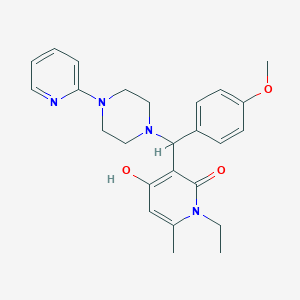molecular formula C25H30N4O3 B2442911 1-ethyl-4-hydroxy-3-((4-methoxyphenyl)(4-(pyridin-2-yl)piperazin-1-yl)methyl)-6-methylpyridin-2(1H)-one CAS No. 897617-62-8