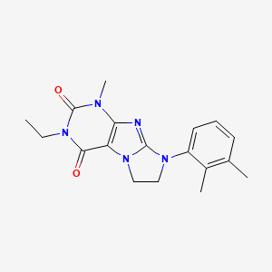 molecular formula C18H21N5O2 B2442912 8-(2,3-dimethylphenyl)-3-ethyl-1-methyl-7,8-dihydro-1H-imidazo[2,1-f]purine-2,4(3H,6H)-dione CAS No. 915872-25-2