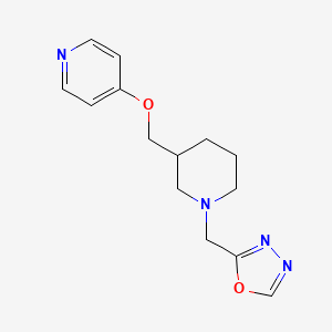molecular formula C14H18N4O2 B2442925 2-[[3-(Pyridin-4-yloxymethyl)piperidin-1-yl]methyl]-1,3,4-oxadiazole CAS No. 2380057-93-0